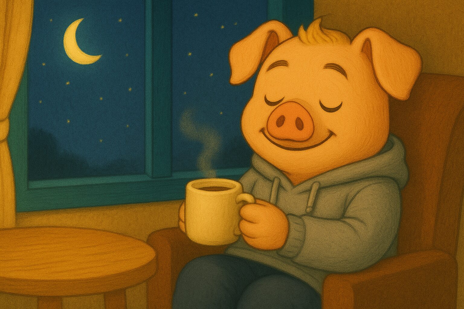 夜にコーヒーを飲むぽとふ