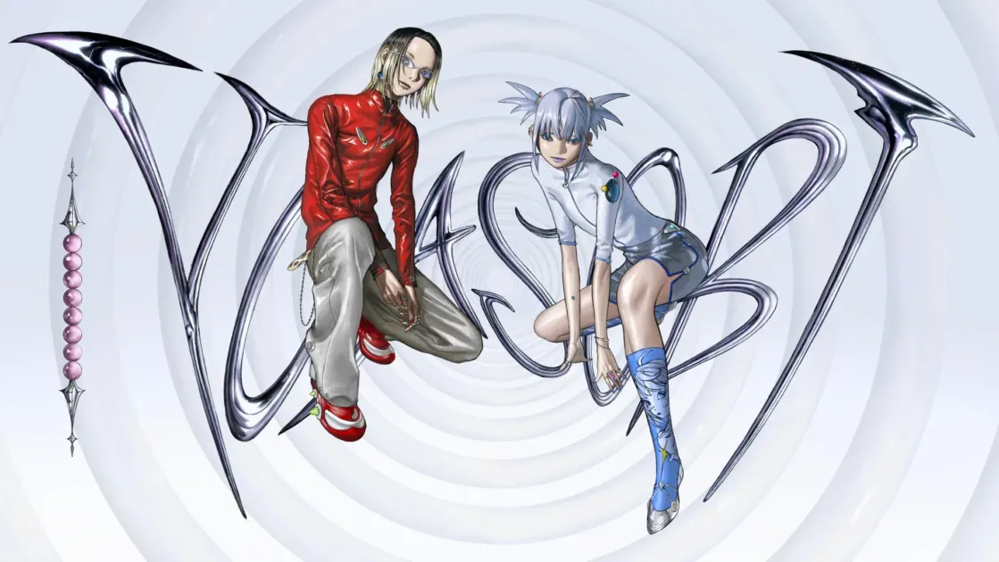 未来的なファッションを身につけた男女のデジタルアート