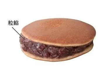 粒餡がたっぷりと挟まれたどら焼きの画像