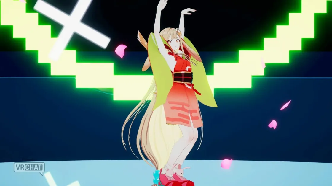 Kaguya dancing on stage, VRChat