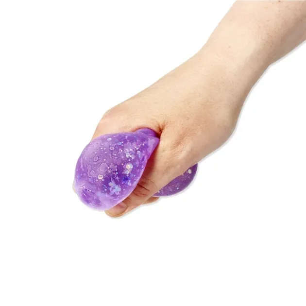 手を握る紫の肉球スクイーズ