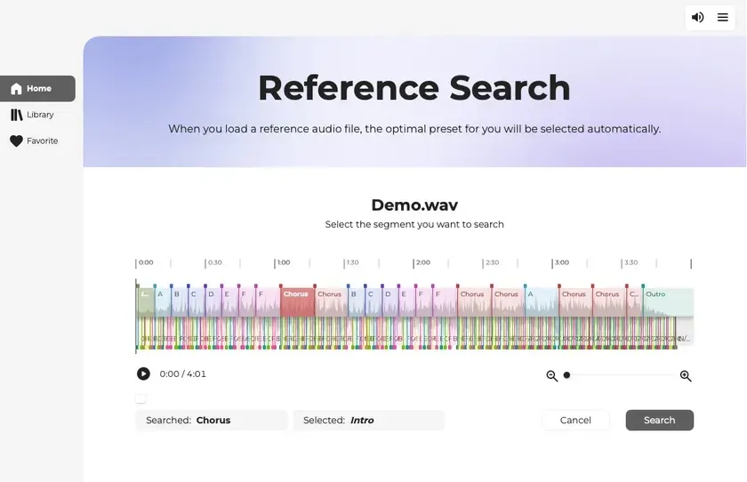 Melody Flip オーディオデータ解析画面イメージ