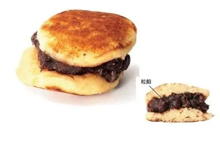 焼かれた生地で粒餡を挟んだどら焼きの写真