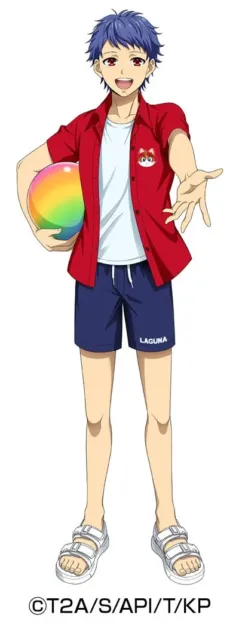 アニメキャラクター、男の子、夏、ビーチ、バカンス