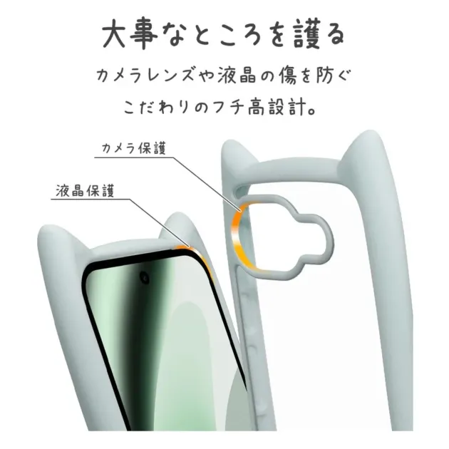 猫耳ケースのフチ高設計