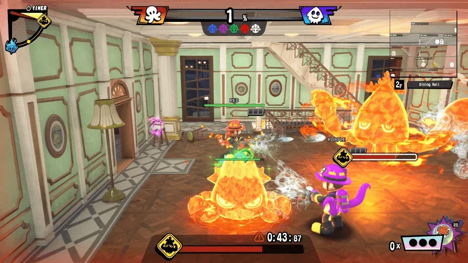 ゲームプレイ画面：炎をまとったキャラクター