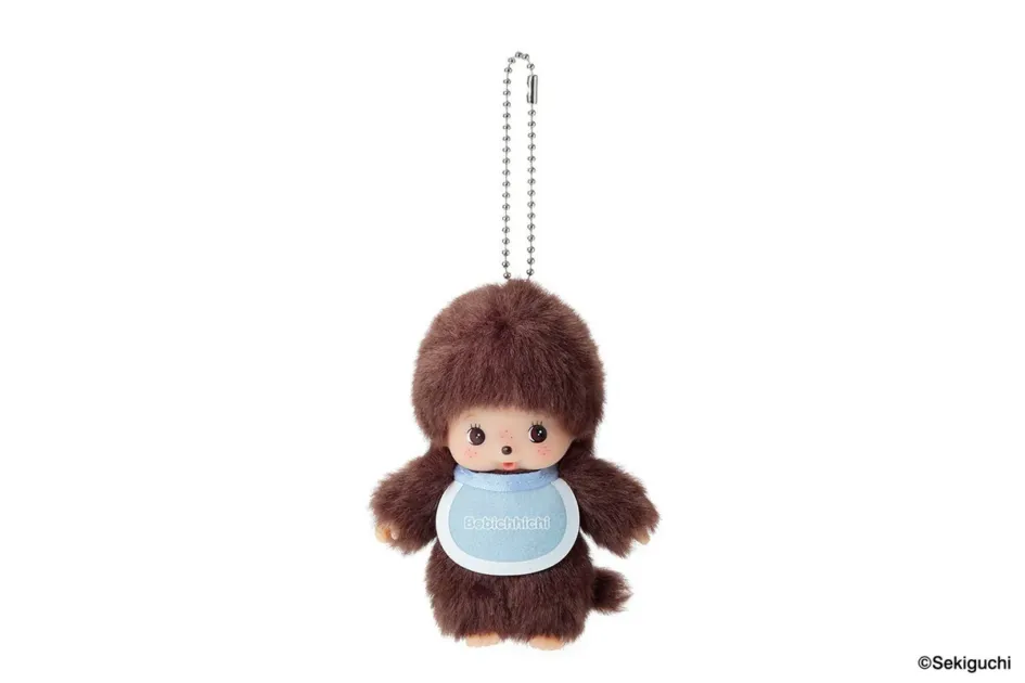 水色のスタイをつけたベビチッチ男の子キーチェーン