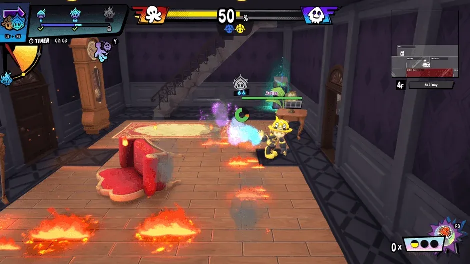 ゲームプレイ画面：アーティストが魔法