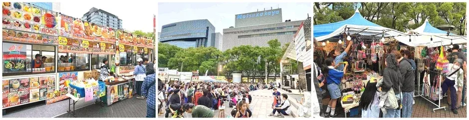 屋外で開催されている賑やかなイベントの様子