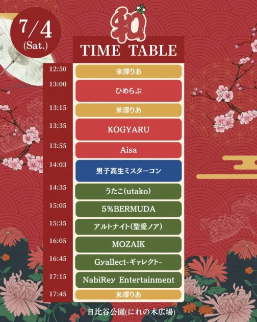 ステージタイムテーブル