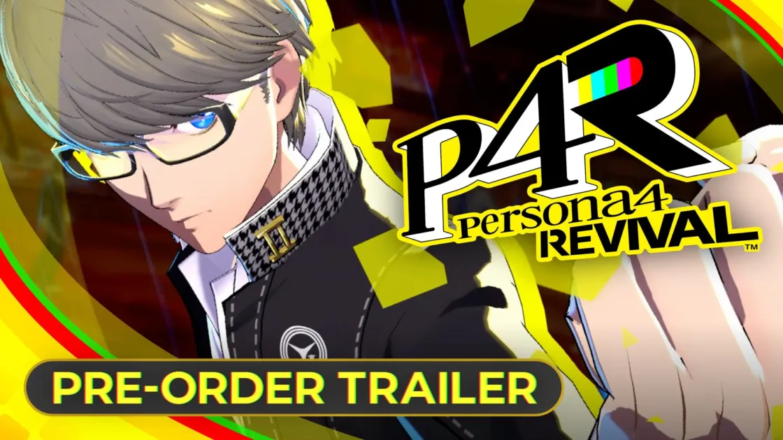 人気ゲーム「ペルソナ4」の主人公・鳴上悠が描かれたキービジュアルです。「P4R Persona 4 REVIVAL」というロゴと共に「PRE-ORDER TRAILER」と表示されており、リマスター版またはリメイク版の発表トレーラーであることを示唆しています。