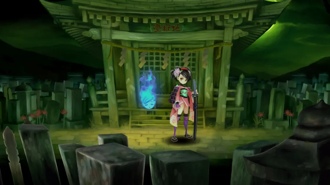 墓地と少女