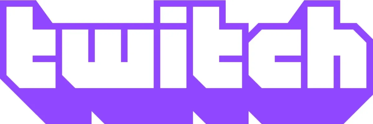 画像は、白地に紫色の輪郭で「twitch」と書かれたTwitchのロゴです。これは人気のライブストリーミングプラットフォームの象徴的なマークです。