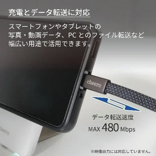 データ転送に対応するケーブルとスマートフォン