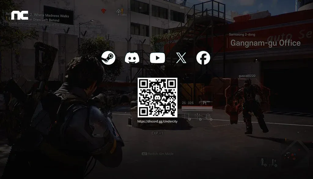 ゲーム内UIとDiscord/YouTubeアイコン