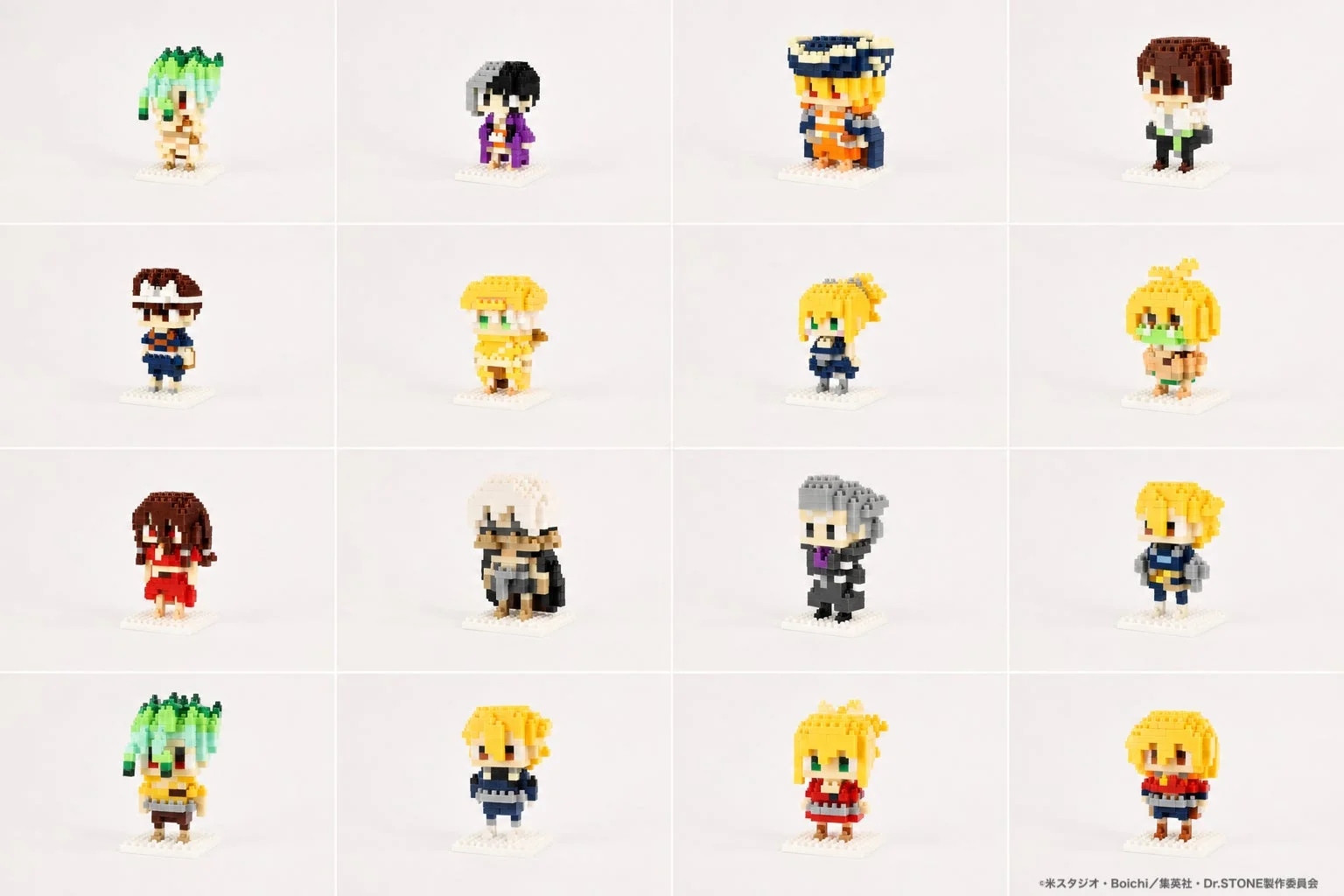 16種のキャラクターブロックフィギュア