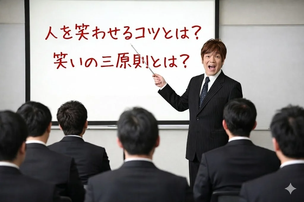 セミナーで「人を笑わせるコツ」を解説する様子