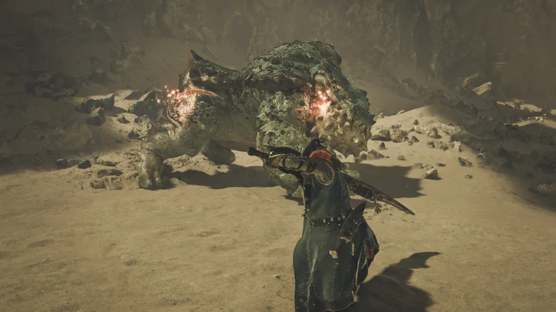 緑色のモンスターとの戦闘