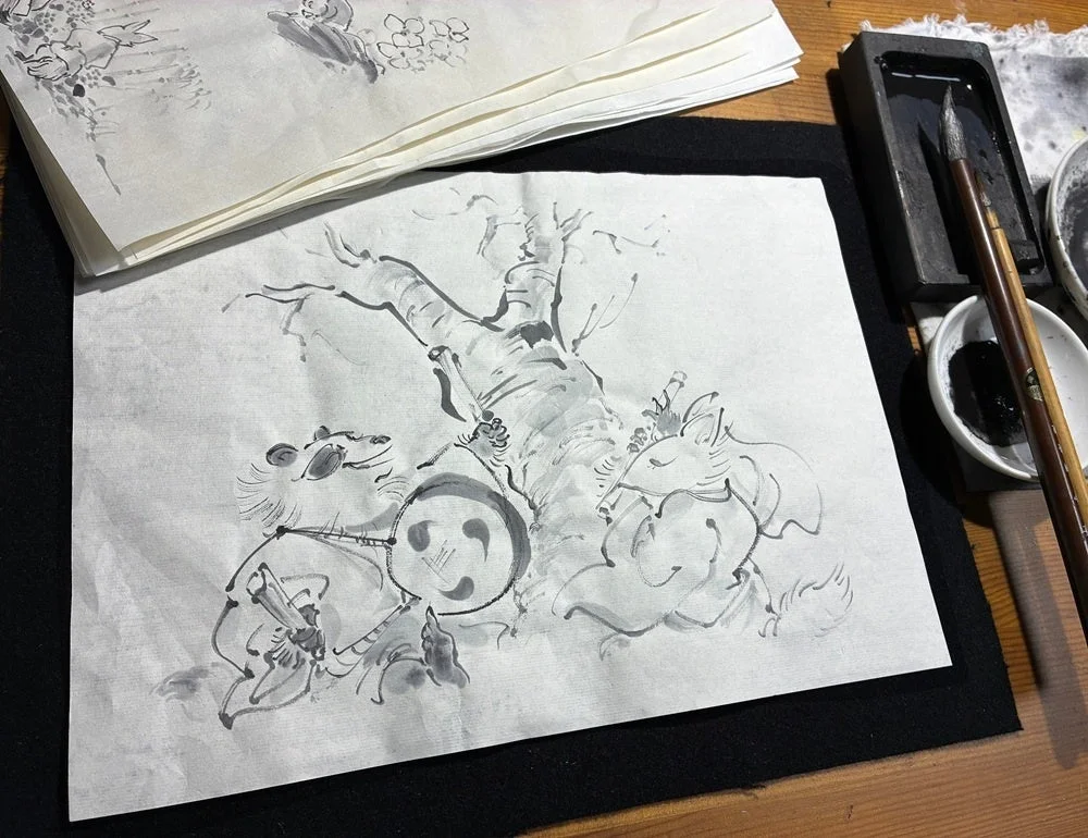 里山のおと 水墨画
