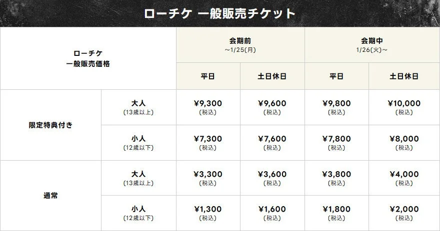 ローチケ 一般販売チケット価格