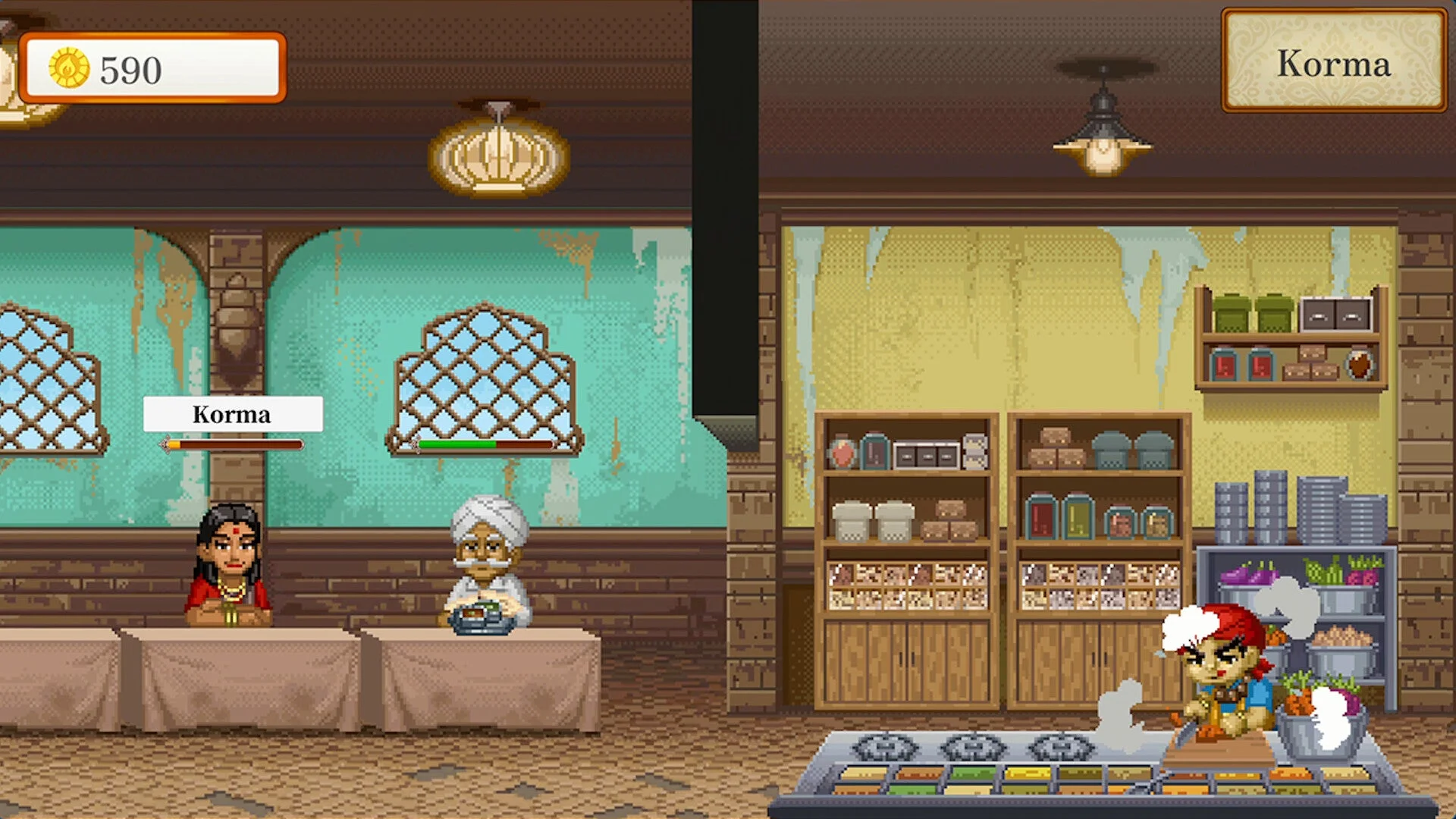 カレーレストラン経営のゲーム画面
