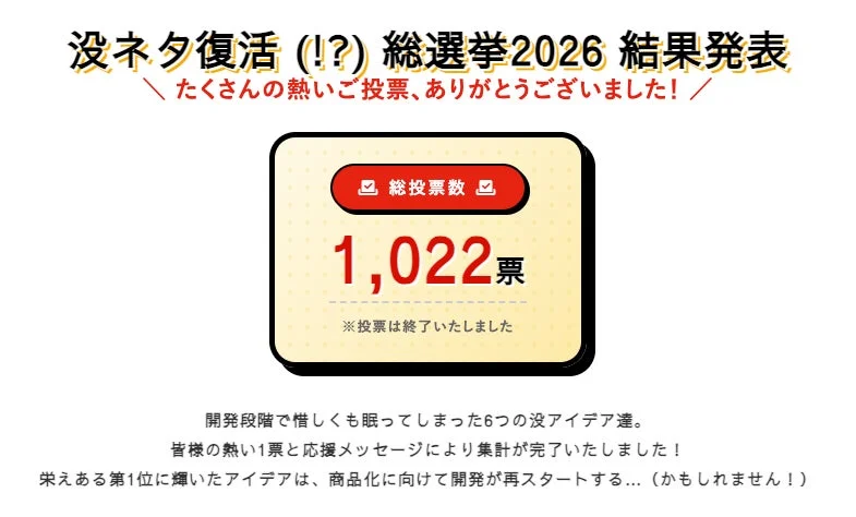没ネタ復活総選挙2026結果発表