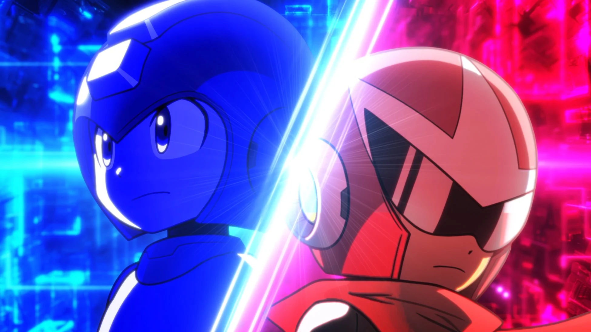 ロックマンとブルースが対峙するメインビジュアル