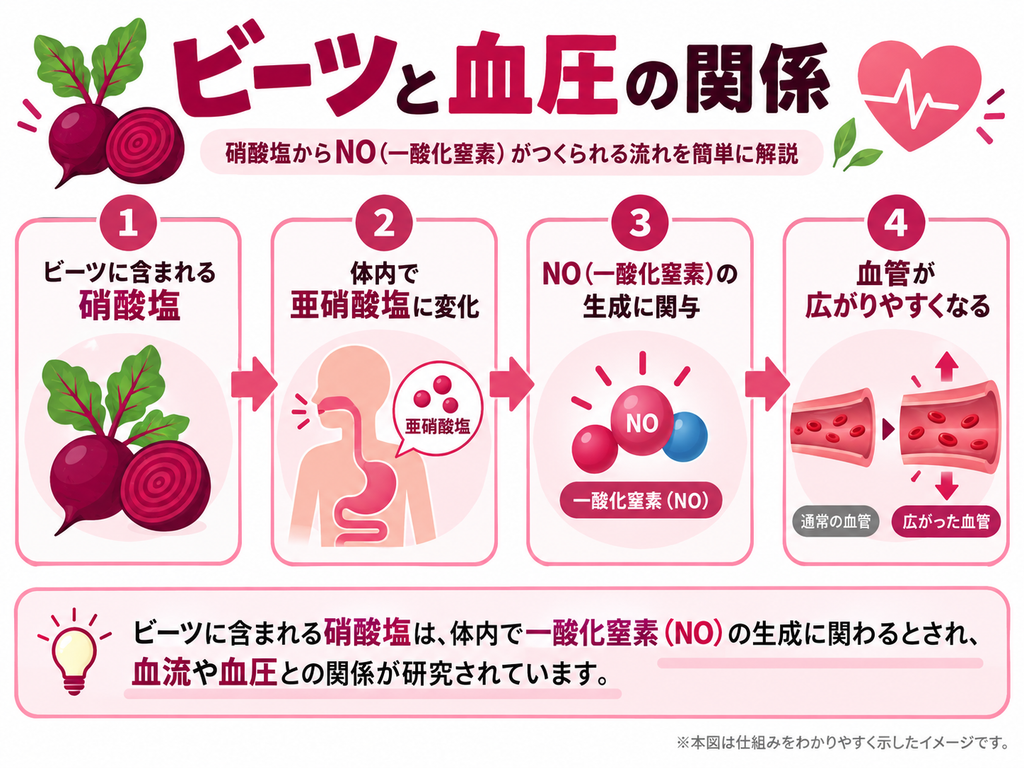 ビーツと血圧の関係を表した図
