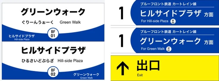 駅名標、案内板